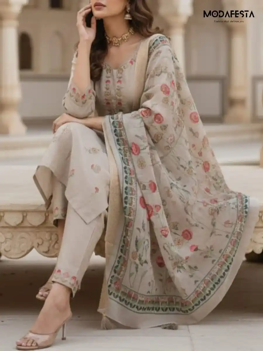 Kurti set beige & Peach