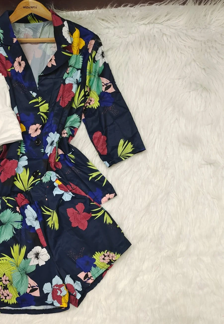 ModaFesta -floral-short-co-ord-set-white