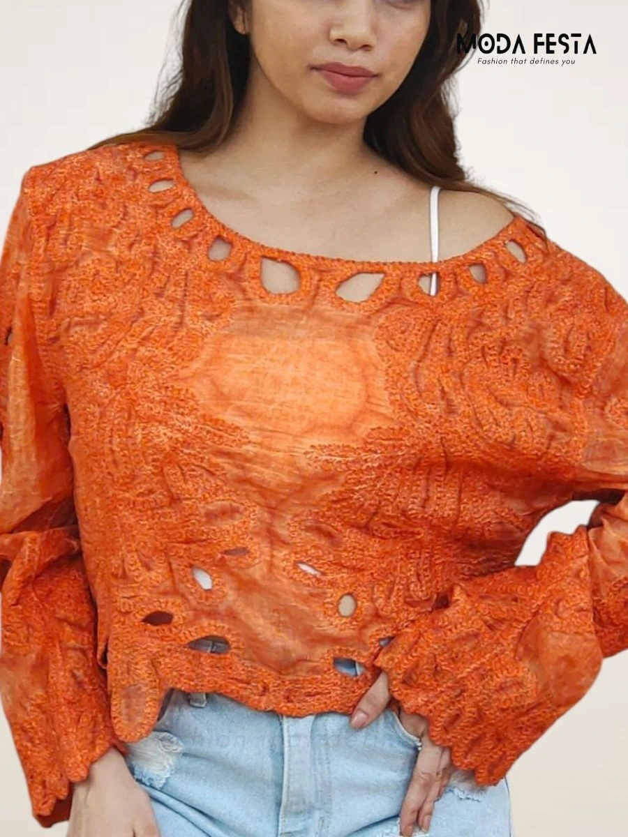 ModaFesta - knitted-top-orange