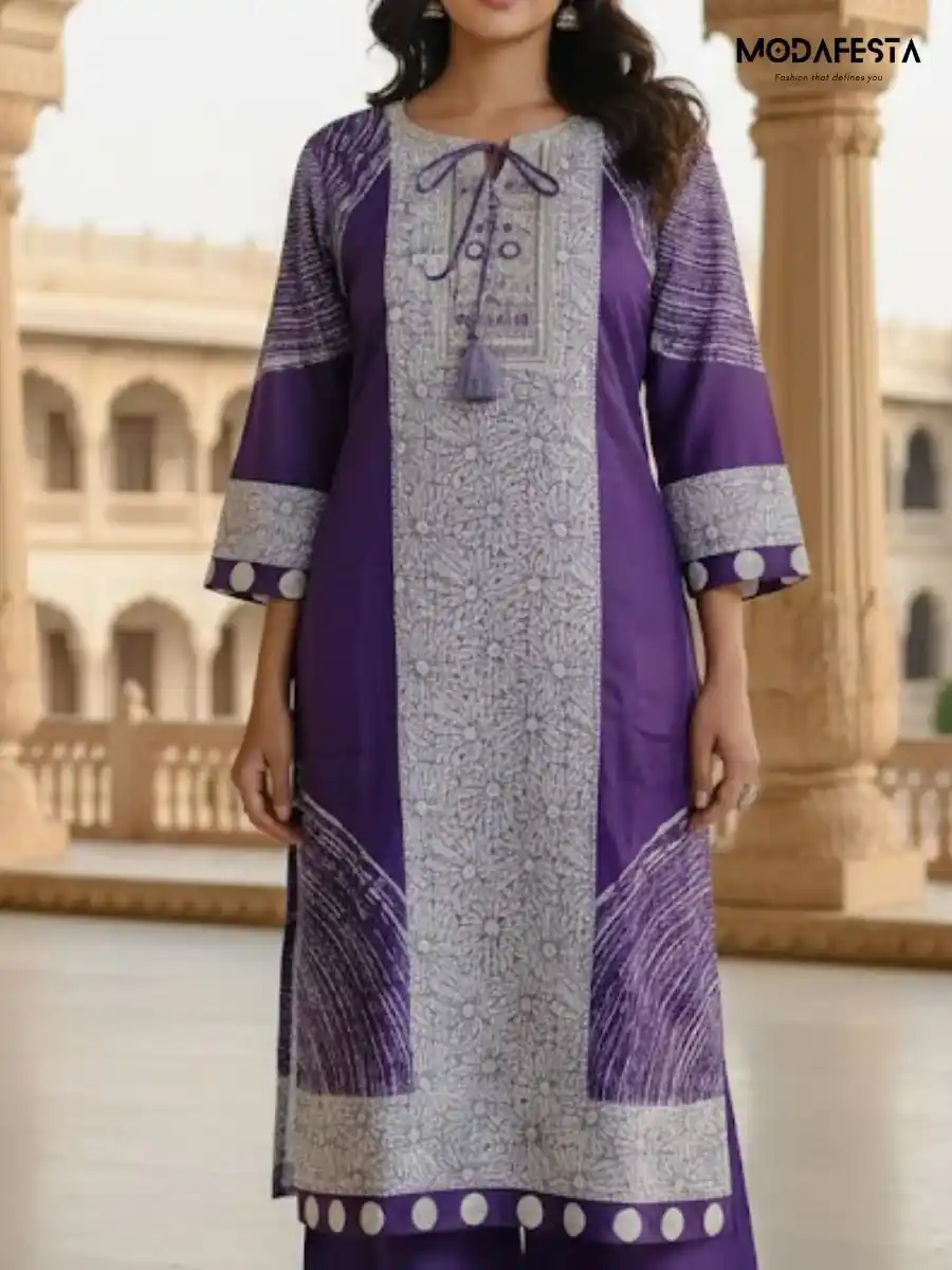 Wine Kurti Set
