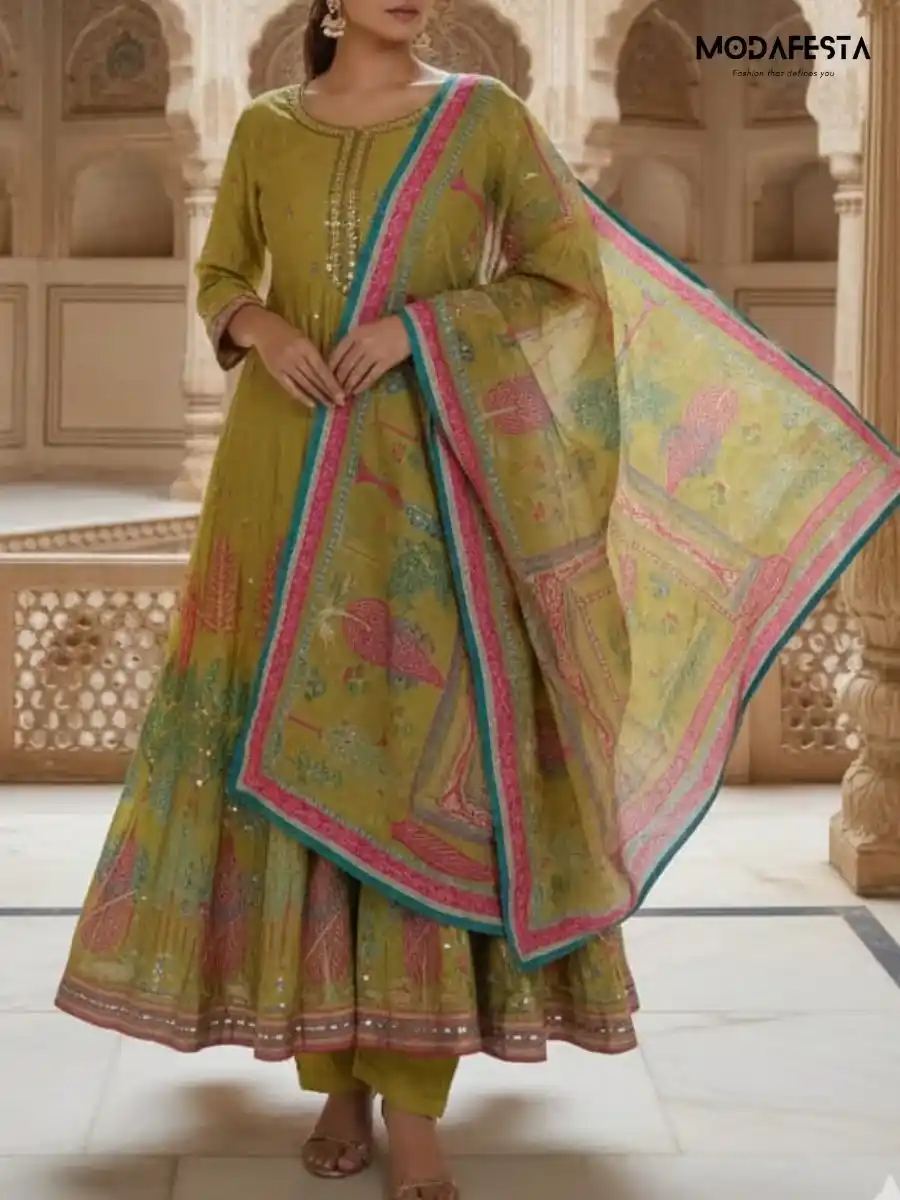 Green A Line kurti set