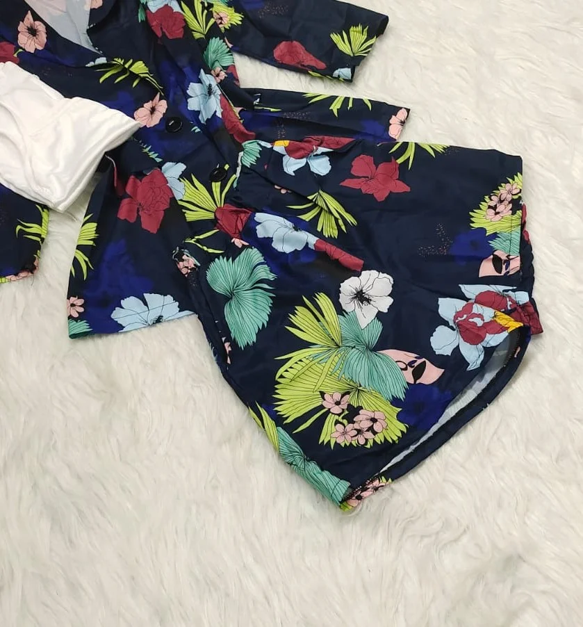 ModaFesta -floral-short-co-ord-set-white