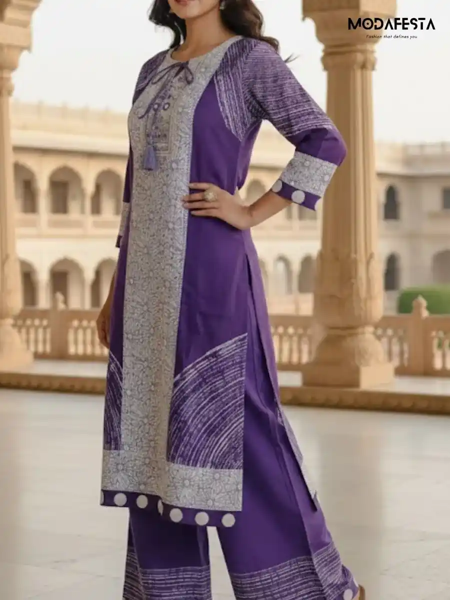 Wine Kurti Set