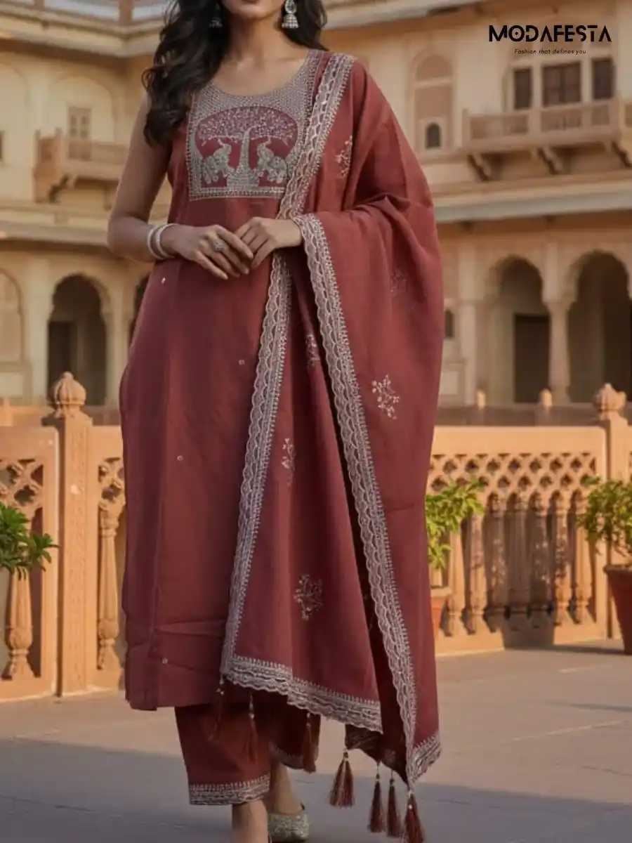 Sleeveless Kurti set with front work