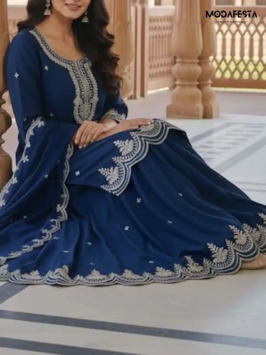 Kurti Plazo Pant Navy Blue