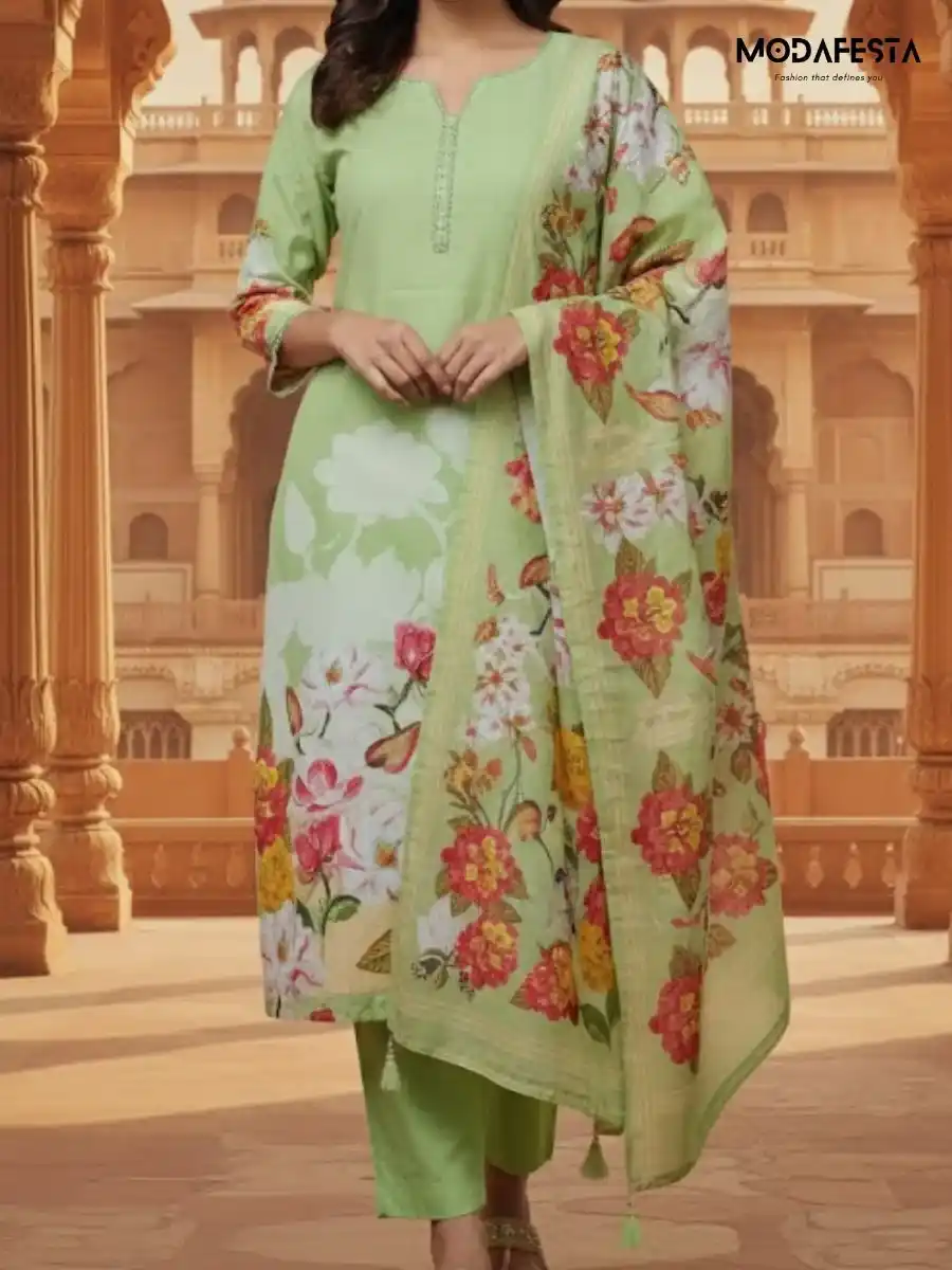 Kurti Pant green printed