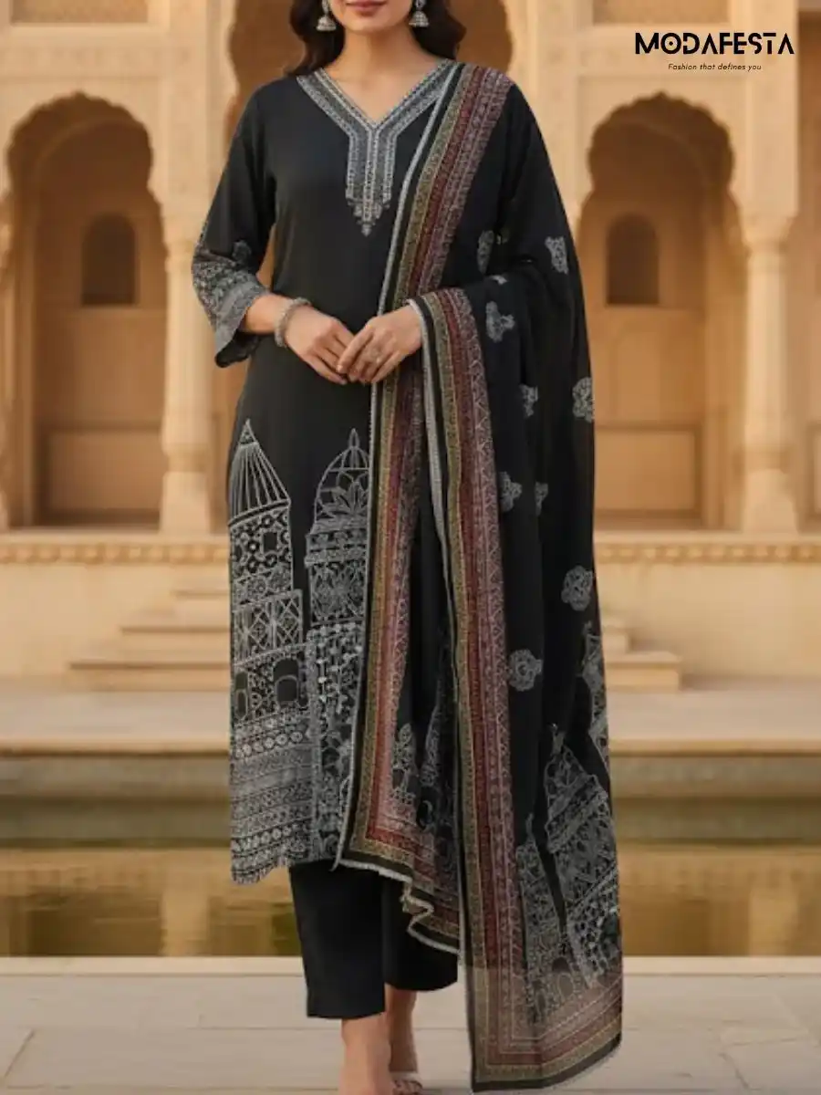 Black With bottom lady muslin
