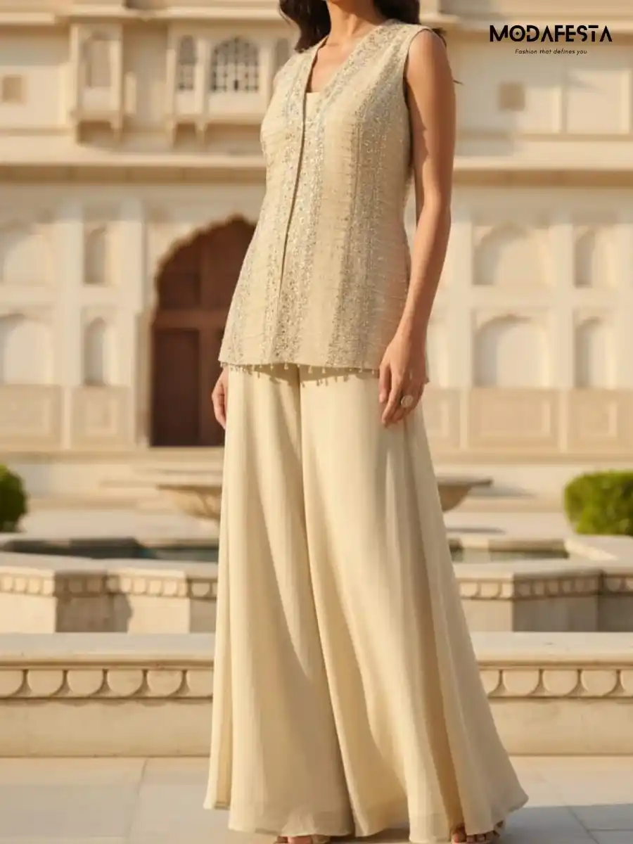 Green Plazo Set with inner