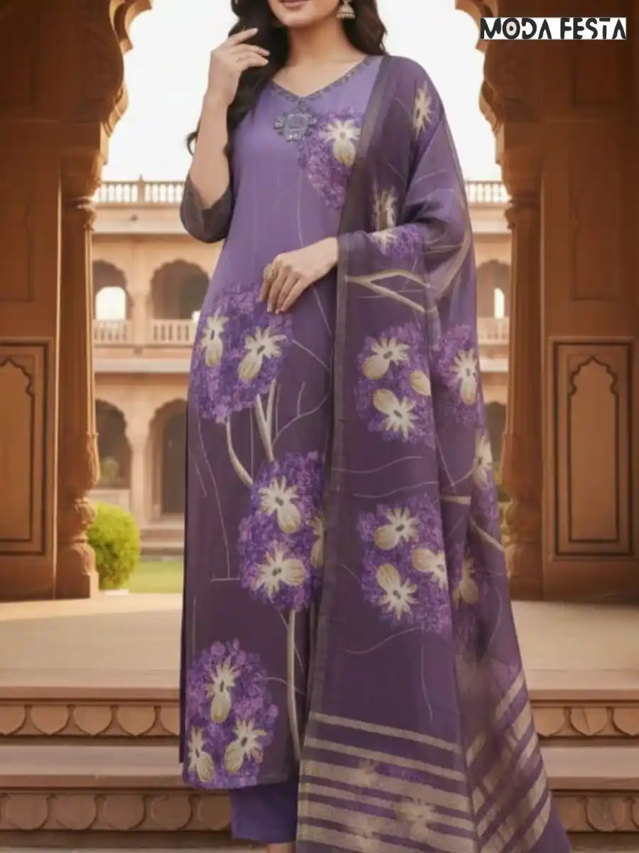 2 tone purple kurti set