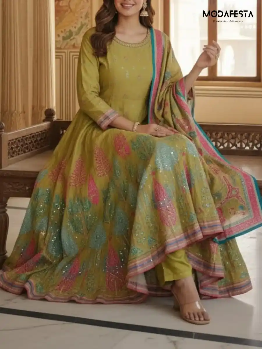 Green A Line kurti set