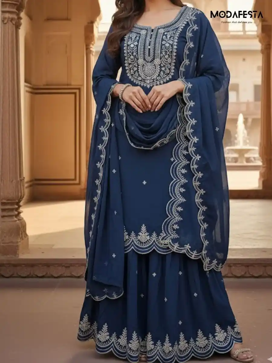 Kurti Plazo Pant Navy Blue
