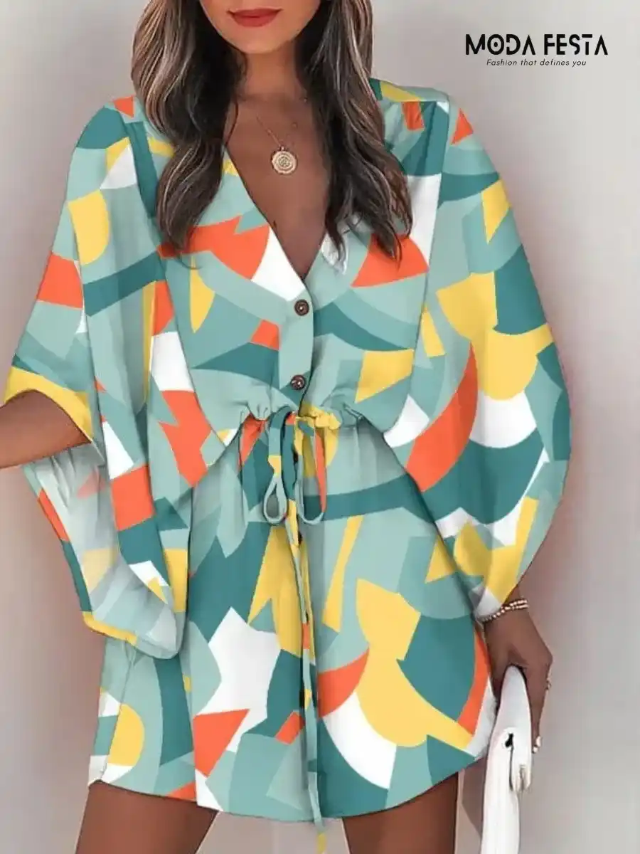 ModaFesta - floral-print-flowy-beach-dress-green
