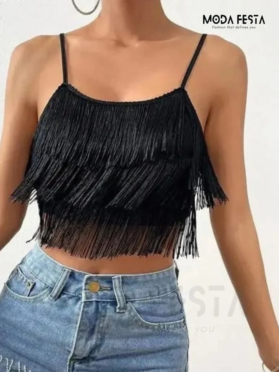 ModaFesta - tiered-bustier-padded-top-black